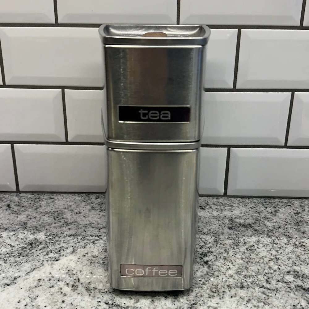 Vintage Lincoln‎ BeautyWare Canister Set Silver Stackable Tea Coffee MCM Retro